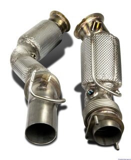 Friedrich Motorsport 2x80/65mm Downpipe-Satz mit 200 Zellen HJS Sport-Kat. Edelstahl