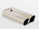 Polished stainless steel tailpipe 2 x 90mm round slanted wide edge