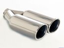 Polished stainless steel tailpipe 2 x 90mm round rolled slanted