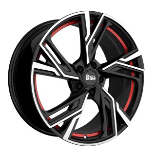 MAM RS5 7,0x16 5/100 ET38 Black Front Polish Red aluminium rim