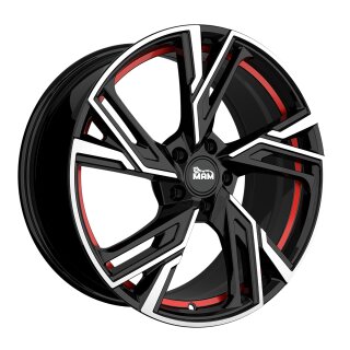 MAM RS5 7.0x16 5/114.3 ET38 Black Front Polish Red Inside Alloy rim