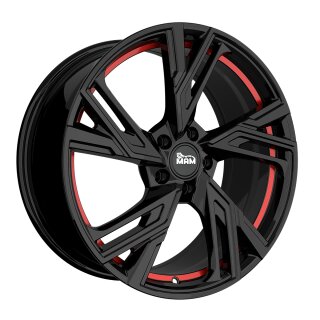 MAM RS5 7.5x17 5/100 ET35 Black Painted Red Inside Alloy rim