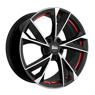 MAM RS6 7.0x16 5/100 ET38 Black Front Polish Red Inside Alloy rim