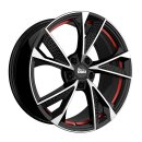 MAM RS6 7,0x16 5/100 ET38 Schwarz Rot frontpoliert Alufelge